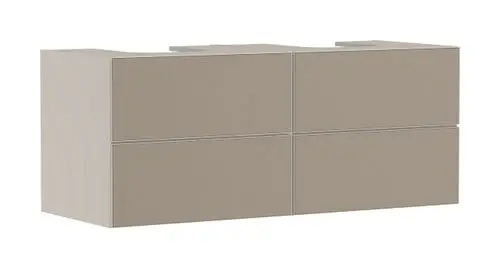 Waschtischunterschrank in sandbeige Matt von Hansgrohe mit vier Schubkästen, geeignet für Konsolen und Aufsatzwaschtische. Klar strukturierte Oberfläche.